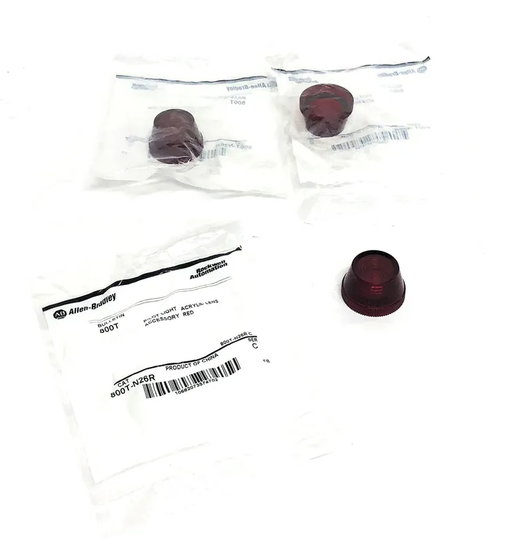 Allen-Bradley Pilot Light Acrylic Red Lens Accessory 800T-N26R [Lot of 3] NOS