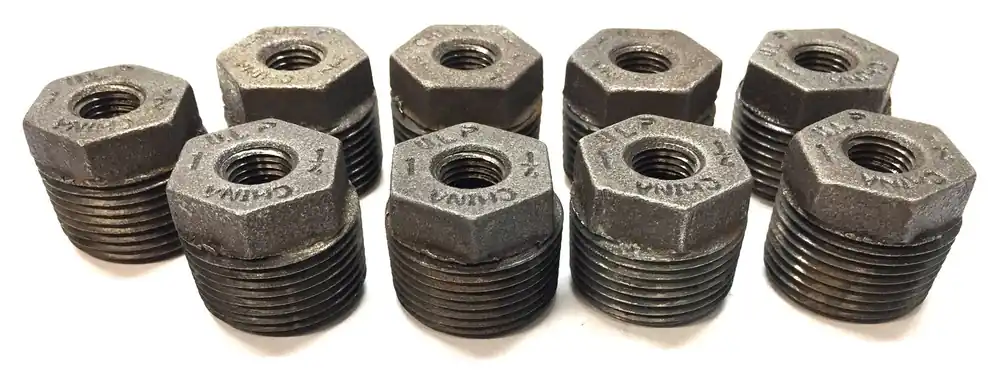 Unbranded 1-1/4" x 1" Iron Hex Bushing [Lot of 9] NOS