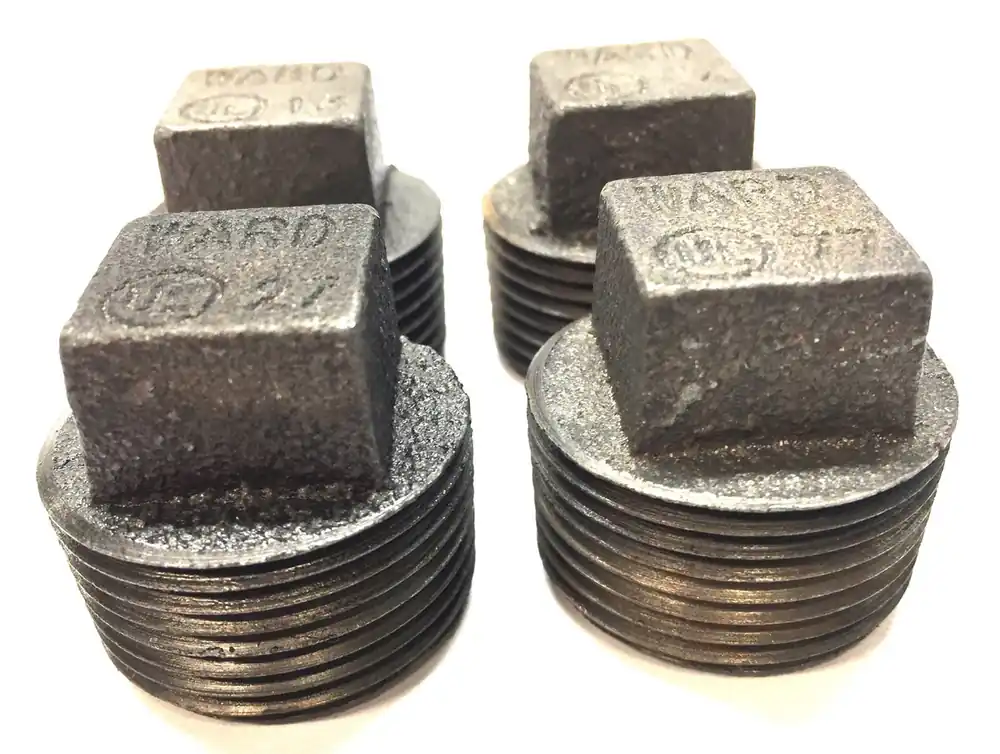 Ward 1-1/4" Malleable Square Head Pipe Cap [Lot of 4] NOS