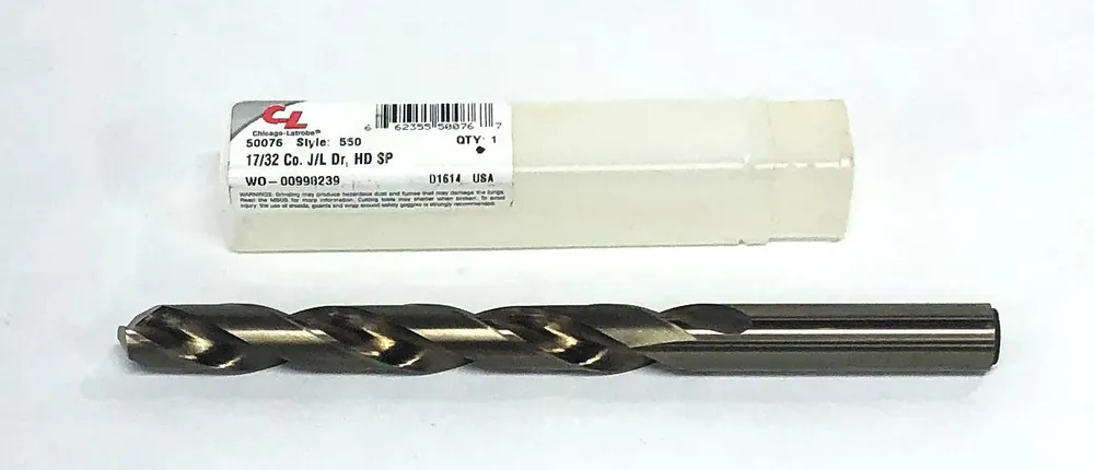 Chicago-Latrobe Style 550 17/32 Cobalt Jogger Length Drill Heavy Duty 50076 NOS