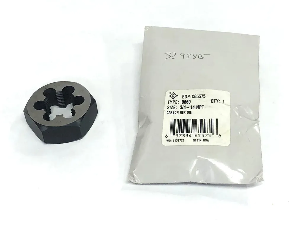 Cle-Line Type 0660 3/4NPT 14 Thread Carbon Hex Die C65575 NOS