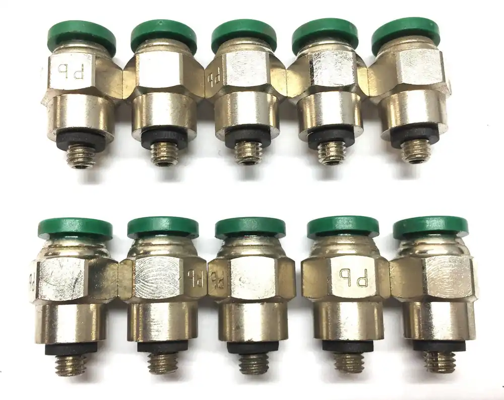Prestolok Brass 1/4" P.T.C x 10-32 Threaded Air Line Fitting [Lot of 10] NOS