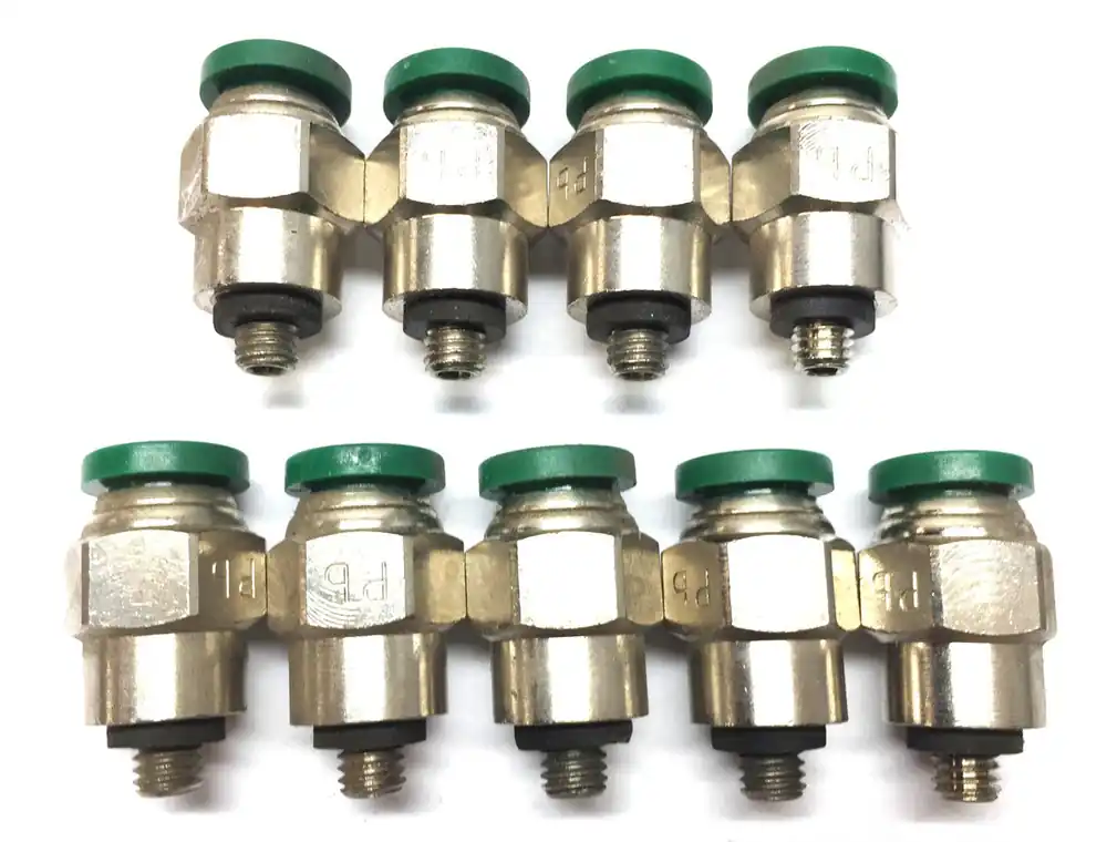 Prestolok Brass 1/4" P.T.C x 10-32 Threaded Air Line Fitting [Lot of 9] NOS