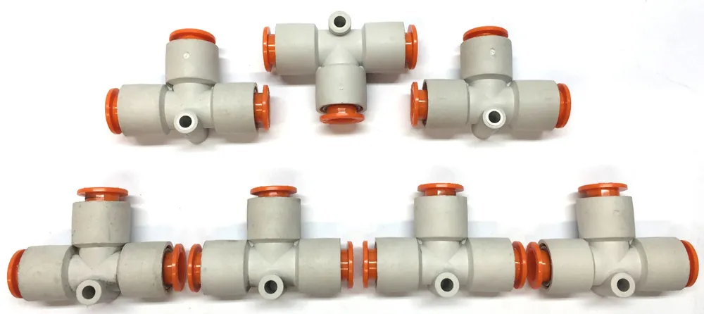 SMC Union Tee One-Touch Fitting 3/8" Push-to-Connect KQ2T11-00A [Lot of 7] NOS