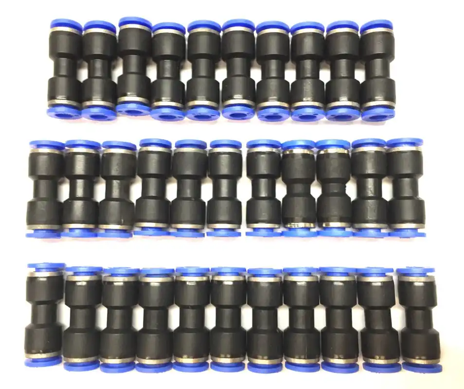 Unbranded 1/4" Quick Push-To-Connect Pneumatic Fitting [Lot of 32] NOS
