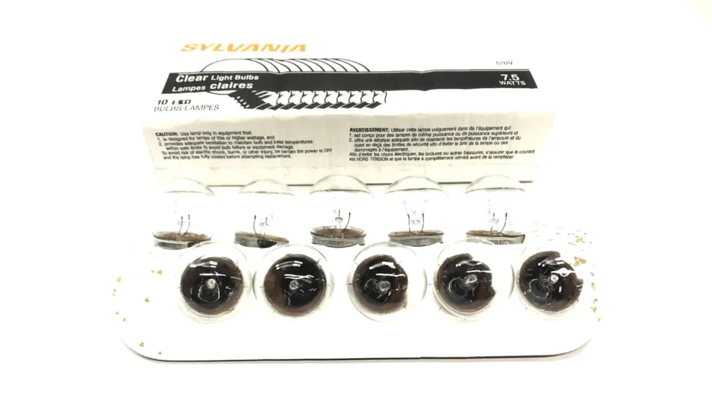 Sylvania Pack of (10) Clear 7.5W Light Bulbs S11 NOS