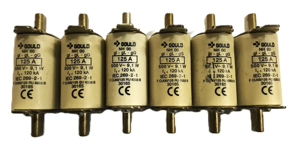 Gould NH00, 125A, 500V, 9.1W Fuse 30165 [Lot of 6] NOS