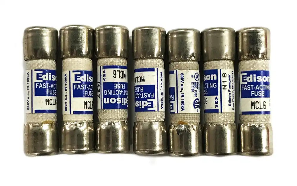 Edison 6amp Fast Acting Fuse MCL6 [Lot of 7] NOS