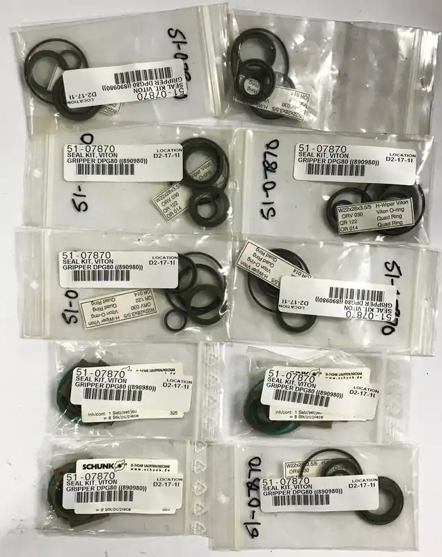 Viton/Schunk Gripper DPG80 Seal Kit 51-07870 [Lot of 10] NOS