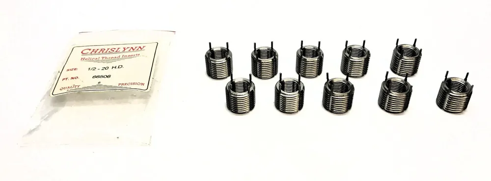 Chrislynn Pack of (10) 1/2-20 H.D. Key-Locking Threaded Inserts 66506 NOS