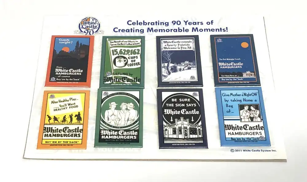 White Castle 2011 Celebrating 90 Years Magnet Set [Lot of 8] NOS