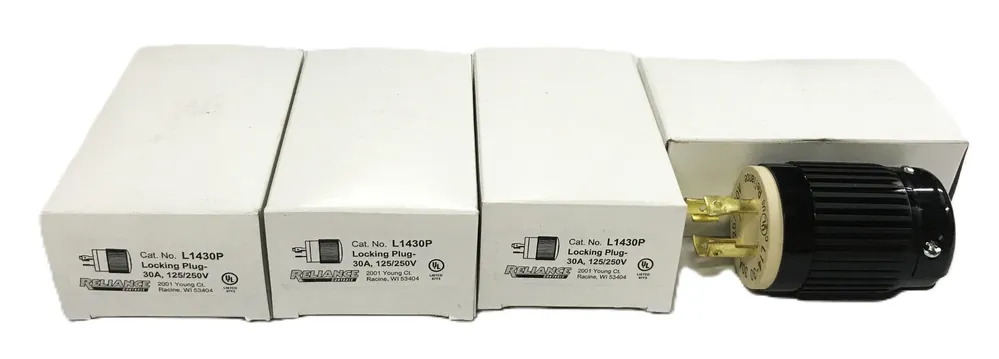 Reliance Controls 30A 125/250V Generator Plug L1430P [Lot of 4] NOS