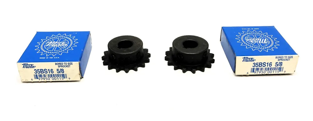 Martin 5/8" Bore Roller Chain Sprocket W/ Keyway 35BS16 5/8 [Lot of 2] NOS