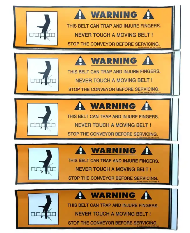 Intralox 11" x 3" Conveyor Belt Safety Warning Sticker 14723-1-IN [Lot of 5] NOS