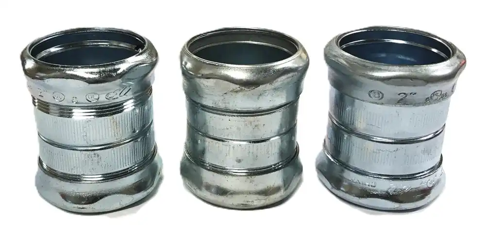 Unbranded 2 inch Steel Compression Fitting with 11/16 inch Thread [Lot of 3] NOS