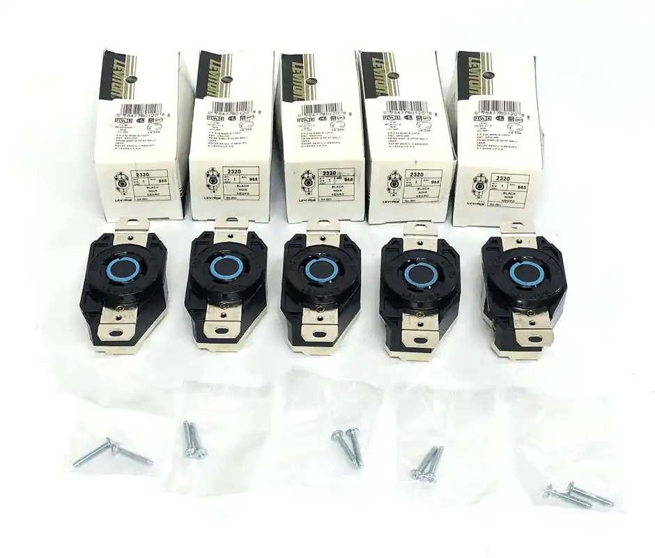 Leviton 20A-250V L6-20 Black Single Lock Device Receptacle 2320 [Lot of 5] NOS