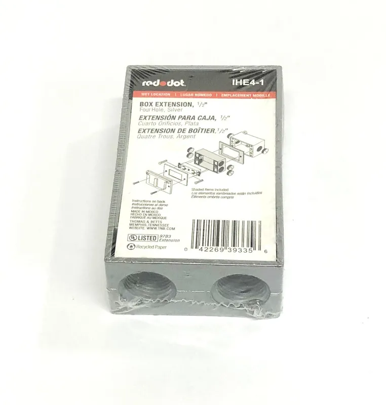 Red-Dot Silver 4-Hole 1/2 Inch Box Extension IHE4-1 NOS