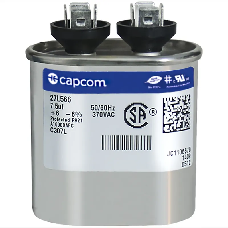 CAP RUN 7.5uF 370V OVL 1.25″ X 2.16″ X 2.12″