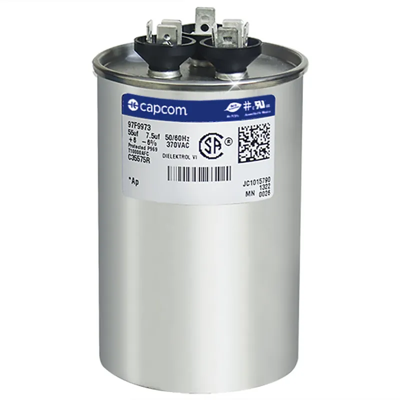 CAP RUN 55+7.5uF 370V RND 2.5″ X 3.88″