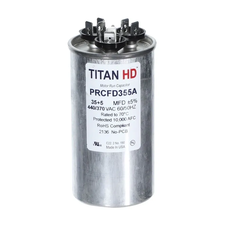 CAP RUN 35+5uF 440V RND 2″ X 2.88″ TRCFD355A (TITAN)