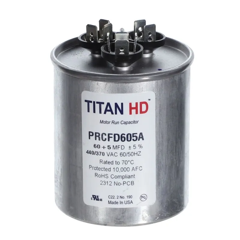 CAP RUN 60+5uF 440V RND 2.5″ X 2.88″ TRCFD905A (TITAN)