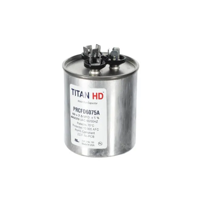 CAP RUN 60+7.5uF 440V RND 2.5″ X 2.88″ TRCFD6075A (TITAN)