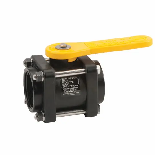 Banjo 2 in. Standard Port Polypropylene 4-Bolt Ball Valve - 1-1/2 in. Opening Thru Ball
