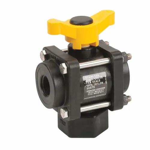 Banjo 3/4 in. 3-Way Bottom Load Poly Ball Valve