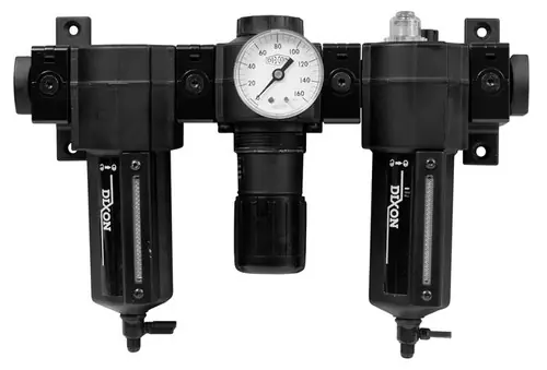 Dixon Norgren Series 1 Standard Combination Unit w/Metal Bowl & Sight Glass 1/2 in. Port Size, Manual Drain 150 SCFM