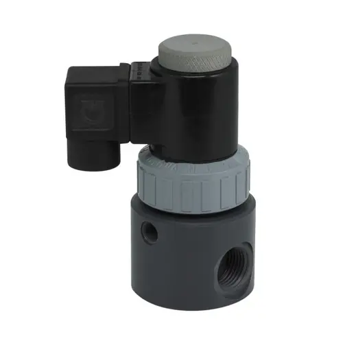 Plast-O-Matic Series EAST 1/2 in. Compact PTFE Bellows Solenoid Valves w/ FKM Seals - 3/16 in. Orifice