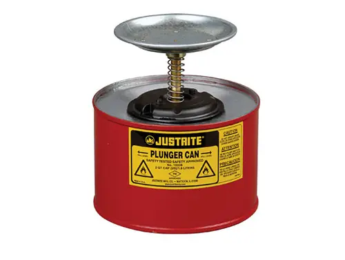 Justrite 10208 Plunger Can - 2 Quarts - Red