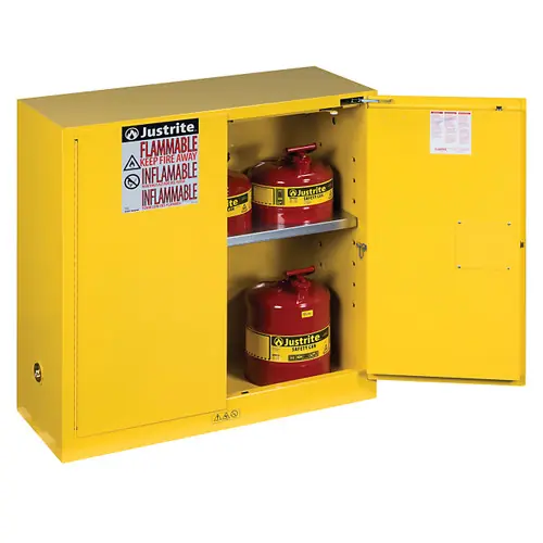 Justrite Sure-Grip® EX Classic Self-Closing 30 Gal Yellow Safety Cabinets For Flammables