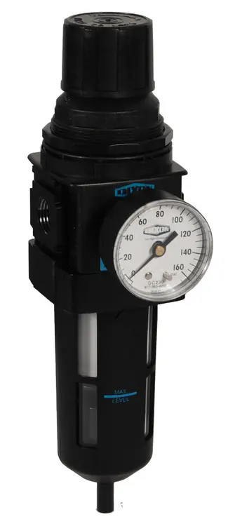 Dixon Wilkerson 1/4 in. B18 Compact Filter/Regulator with Transparent Bowl & Guard - Manual Drain