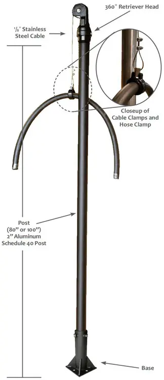 Morrison Bros. Powder Coated 3/4 in. 610XB Hose Retriever w/ Square Base - 90 in. H