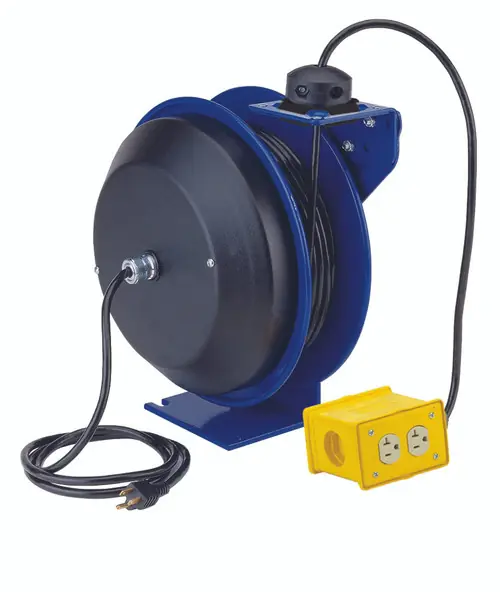 Coxreels PC Series Power Cord Reel - 12 AWG - 50 ft. - Quad "4 Plug Industrial" Receptacle