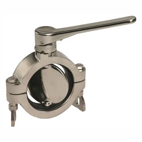 Dixon B5102 Series 1 1/2 in. 316 SS Sanitary Butterfly Valve w/Silicone Seals & SS Disc, Clamp End