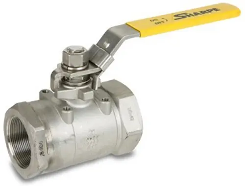 Sharpe 1 1/4 in. NPT Threaded Stainless Steel 3000 WOG Ball Valve w/ Locking Handle - Full Port