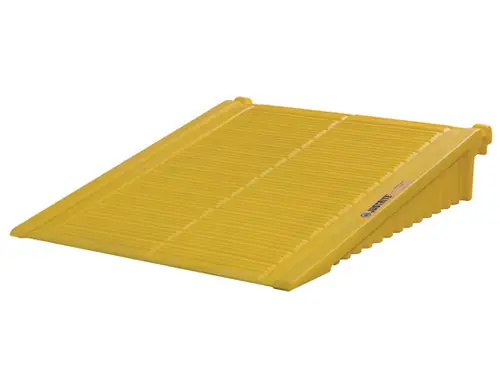 Justrite EcoPolyBlend DrumSheds Yellow Ramp