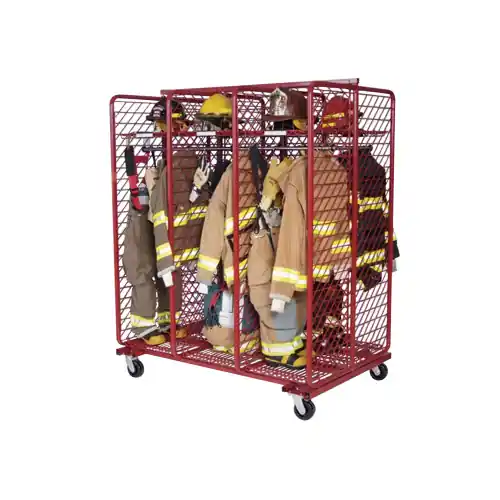 Red Rack Mobile 6-Section Double-Sided Turnout Gear Locker - 24 in. Compartments