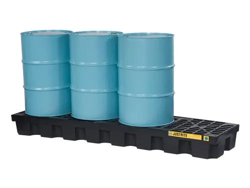 Justrite EcoPolyBlend In-Line Spill Control Pallet 4 Drum - Black
