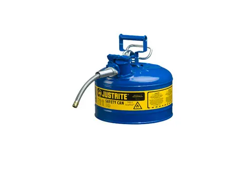 Justrite Type II AccuFlow 2 Gal Safety Gas Can w/ 5/8 in. Spout (Blue)