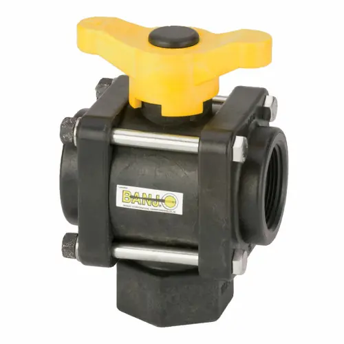 Banjo 1 1/2 in. 3-Way Bottom Load Poly Ball Valve