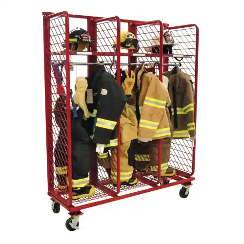 Red Rack Mobile 3-Section Single-Sided Turnout Gear Locker - 24 in. Compartments