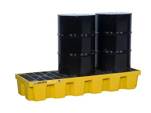 Justrite EcoPolyBlend In-Line Spill Control Pallet 3 Drum with Drain - Yellow