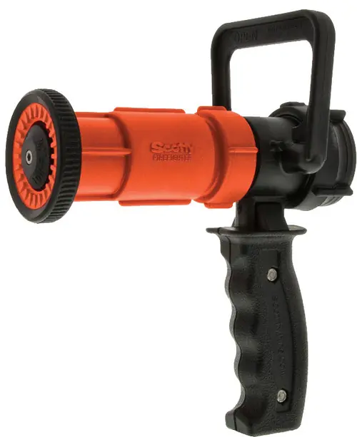 Dixon 1 1/2 in. NH (NST) Orange Thermoplastic Ball Shutoff Nozzle 70 GPM