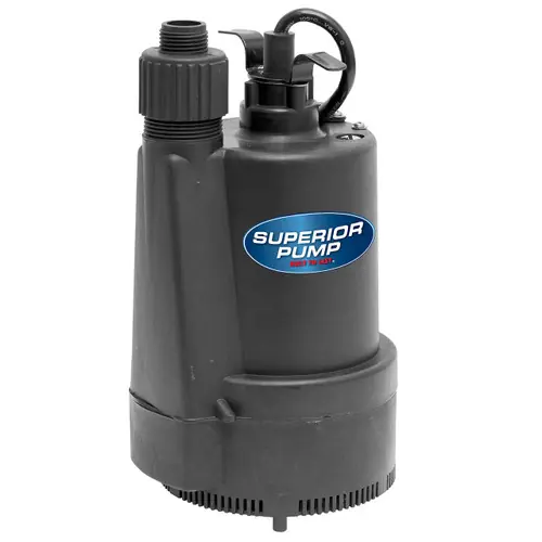 Decko Superior 91330 1/3 HP Thermoplastic Submersible Utility Sump Pump w/ 1 1/4 in. Discharge - 40 GPM