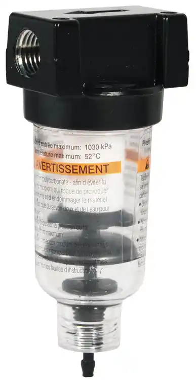 Dixon Wilkerson 1/4 in. F03 Miniature Filter with Transparent Bowl - Manual Drain