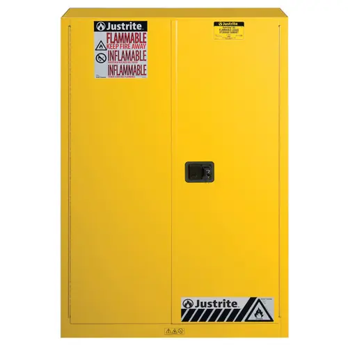 Justrite Sure-Grip® EX Classic Manual Close 45 Gal Yellow Safety Cabinets For Flammables