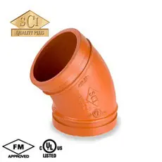 Smith Cooper 6 in. Grooved 45° Elbow - Standard Radius - Fig. 65F