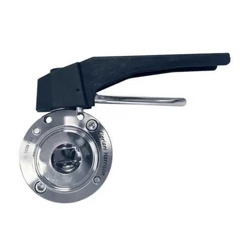Cipriani Harrison Valves 100 Series 304 SS Manual 12 Position Butterfly Valve w/EPDM Seals & SS Disc, Clamp End